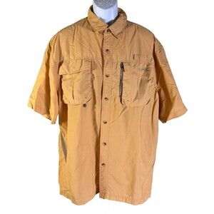 NATURAL GEAR Men's Short Sleeve Button Down Vented Fishing Shirt Orange 2XL